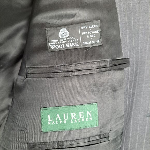 Lauren Ralph Lauren Men's 47R Pinstripe 100% Wool Blazer Sport Coat Jacket - Picture 3 of 16